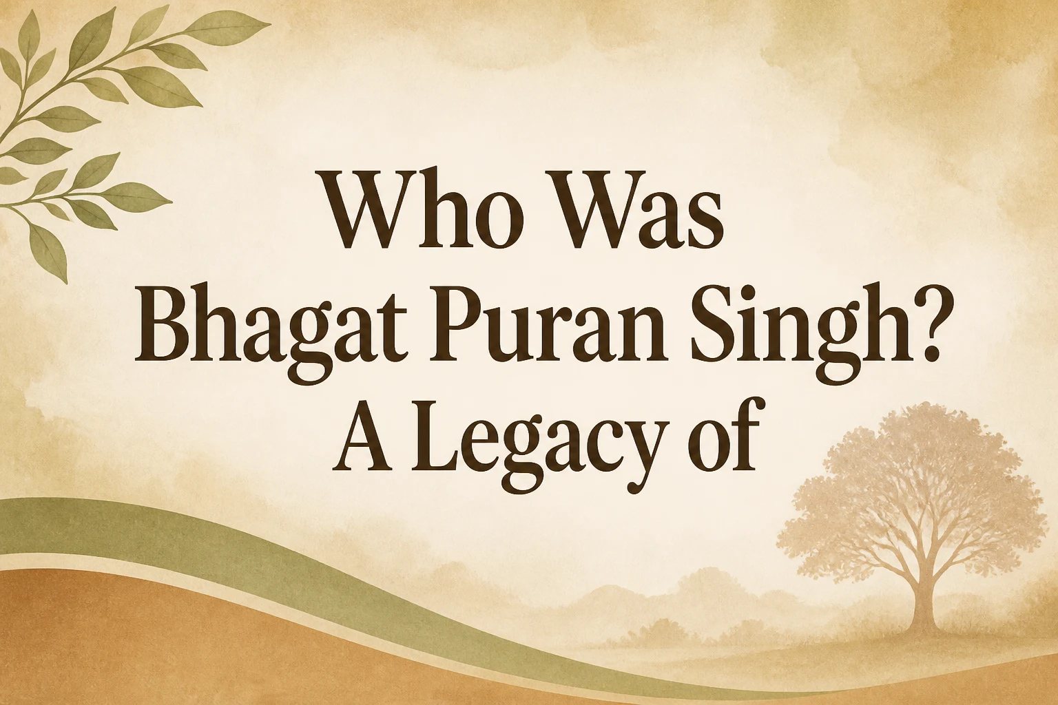 Illustration of Bhagat Puran Singh walking beside an older adult in a care-focused community setting.